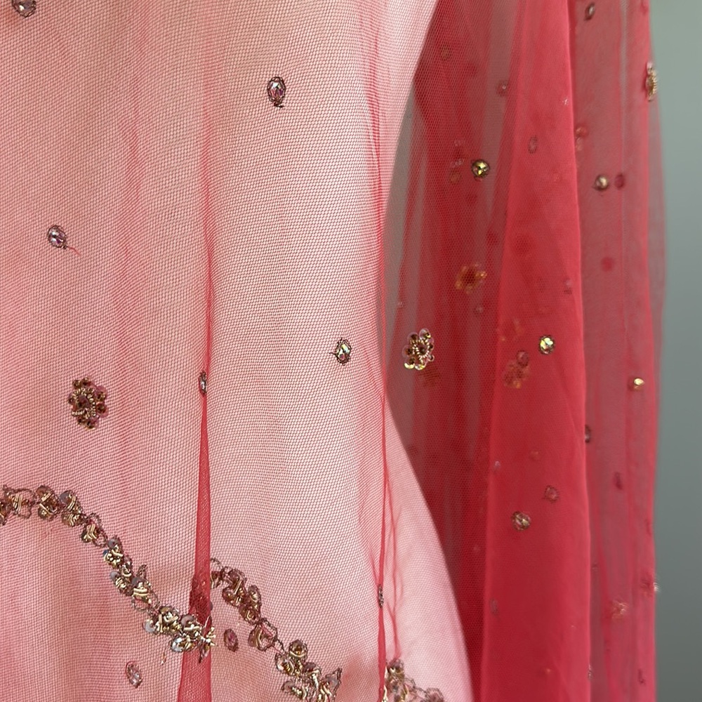 Golden Zardozi Pink Net Wrap - Picture 5 of 12